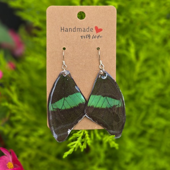 Emerald Peacock Forewing Earrings